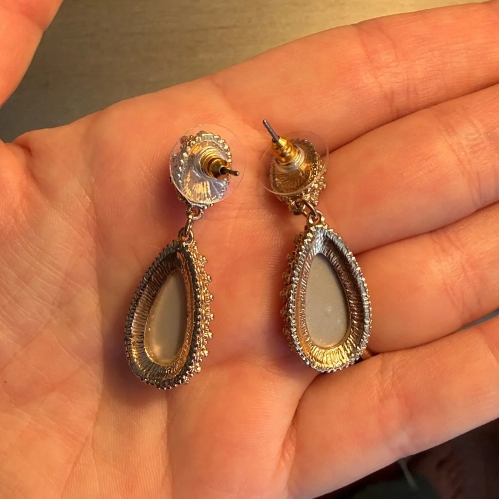 LOFT Gold and Cream Teardrop Earrings